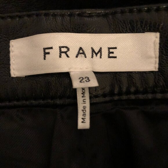 FRAME BLACK LE JANE CROP RECYCLED LEATHER JEANS 23 (XXS) NWOT - Picture 6 of 8